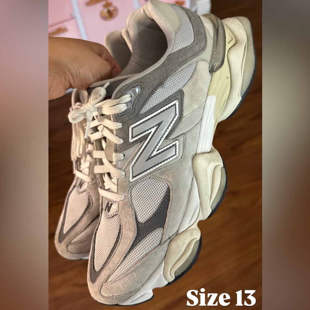 New Balance Cream and Gray Athletic Shoes
